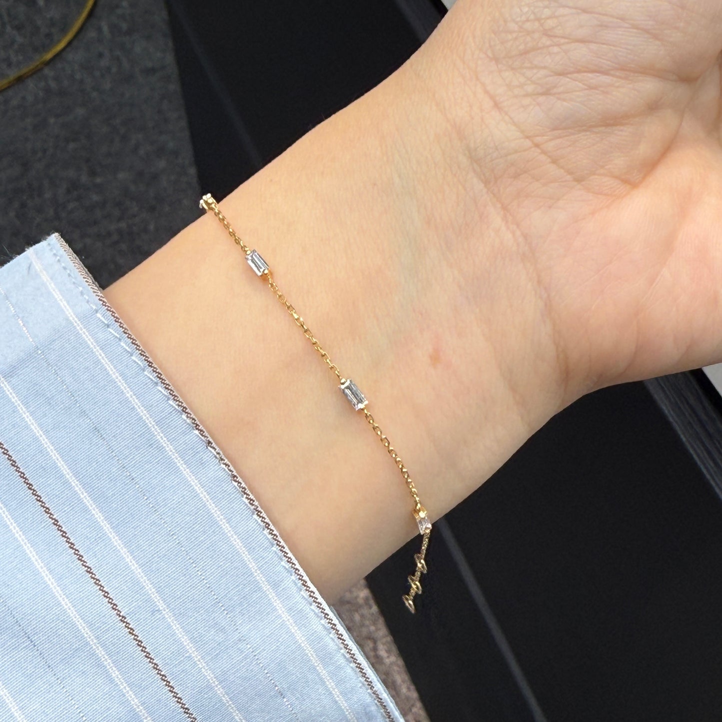 Lab diamond baguette cut 0.5ct five stone bracelet