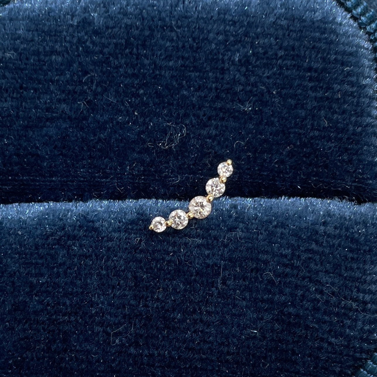 Lab diamond smile stud earring-each