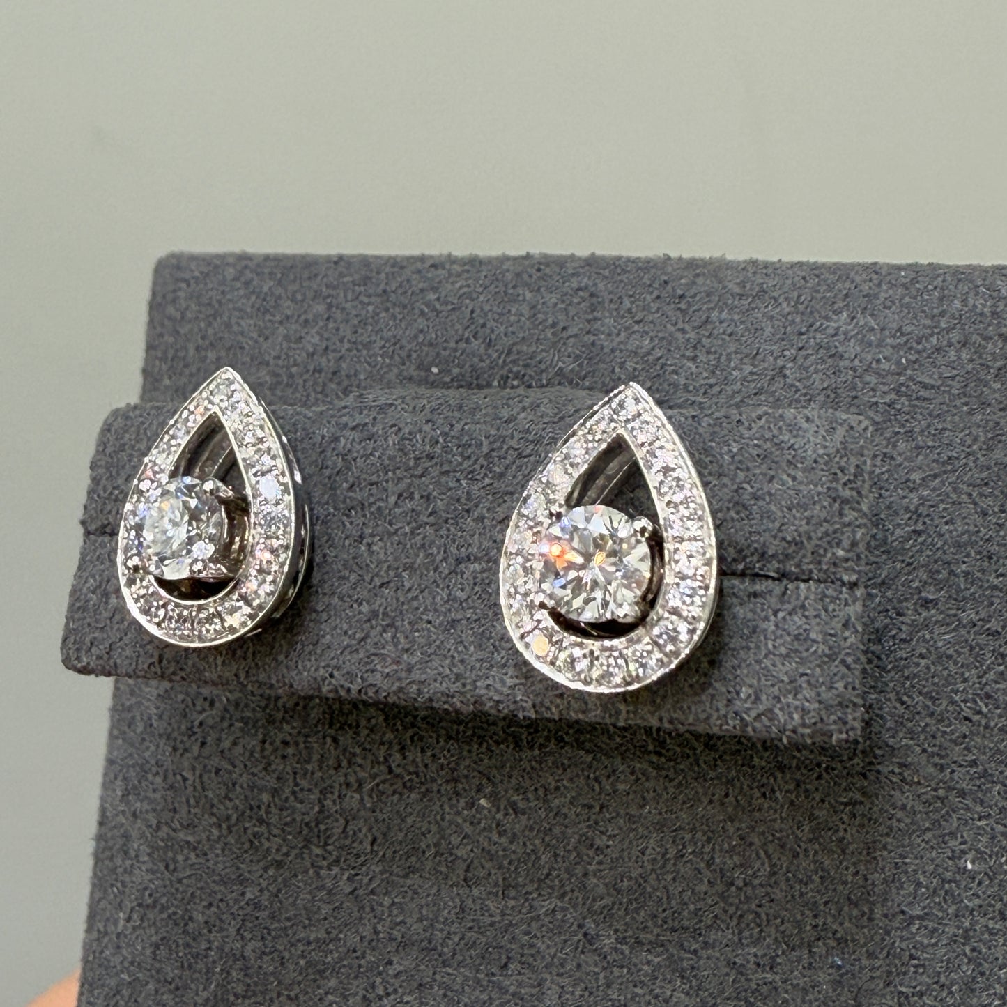 Lab diamond round 1ct with removable pear shape halo jacket earrings -pair