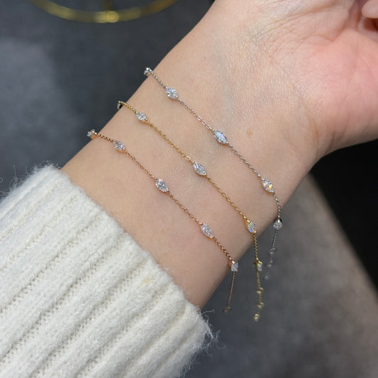 Lab diamond marquise shape 0.5ct five stone bracelet