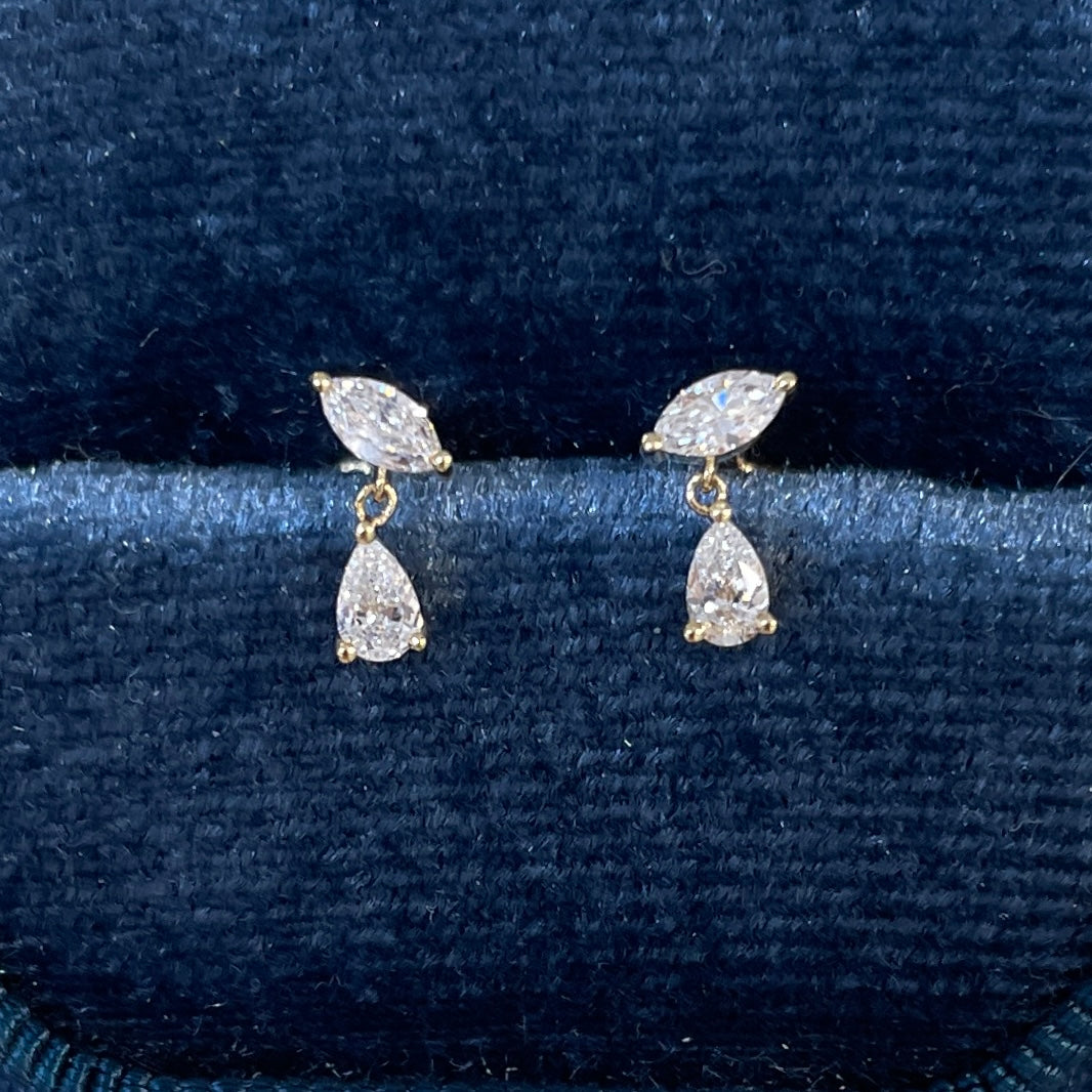 Lab diamond marquise and pear shape 0.19ct swing stud earring - each