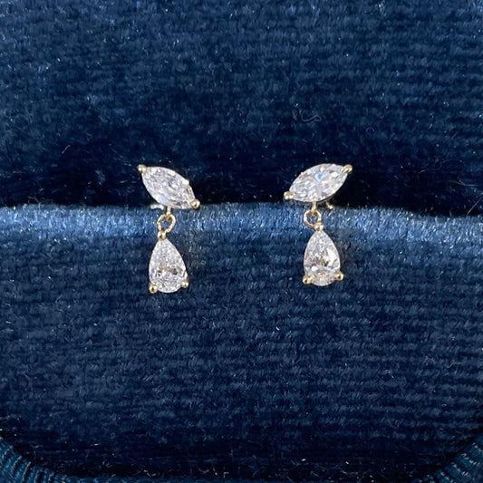 Lab diamond marquise and pear shape 0.19ct swing stud earring - each
