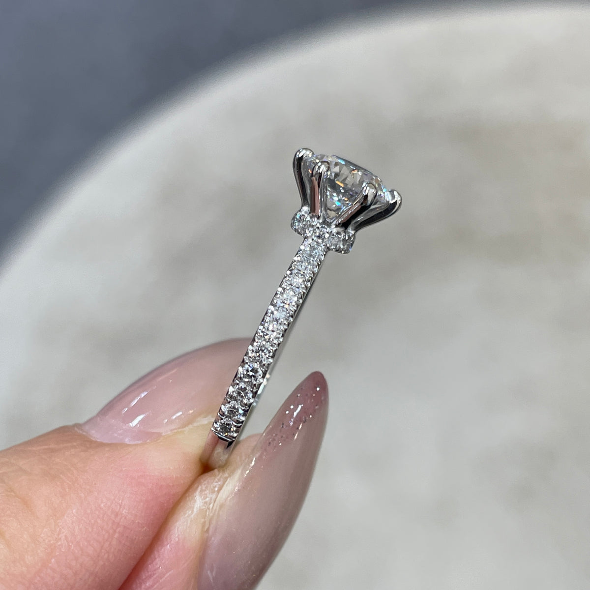 IGI lab dimaind Round 1.2ct four-prong underhalo pave ring