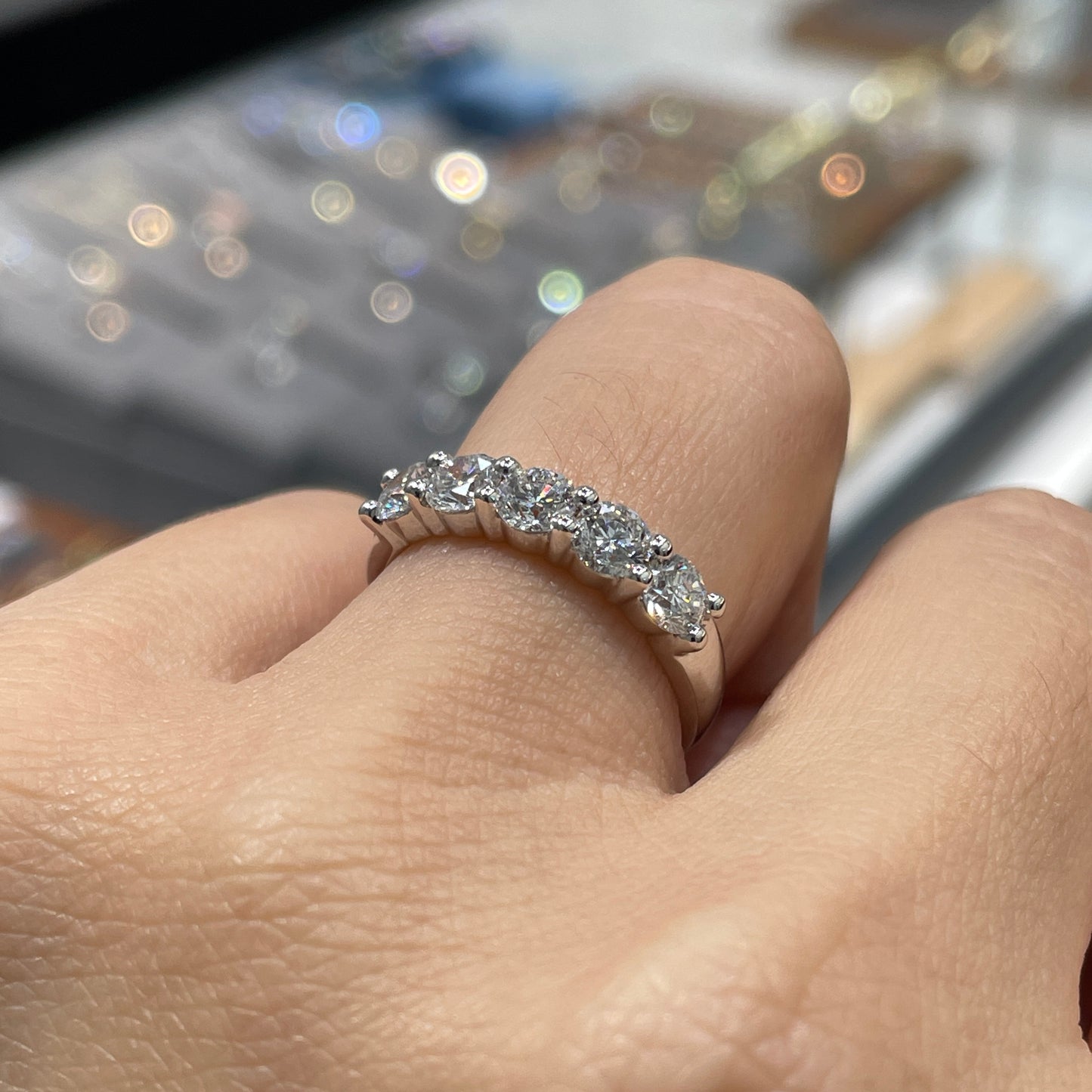 Lab Diamond round 1.25ct half eternity ring