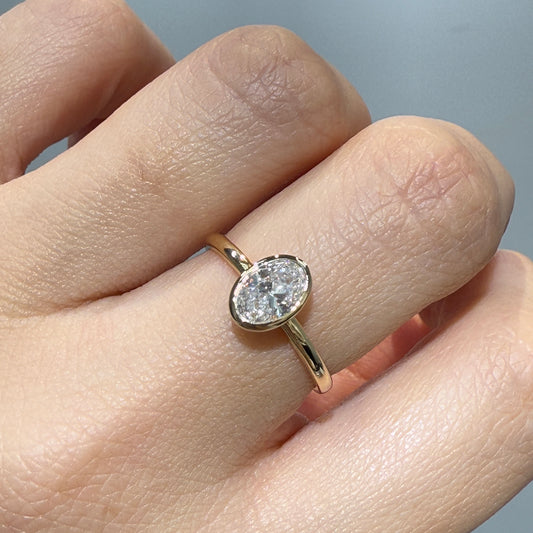 Lab diamond oval 0.7ct bezel ring