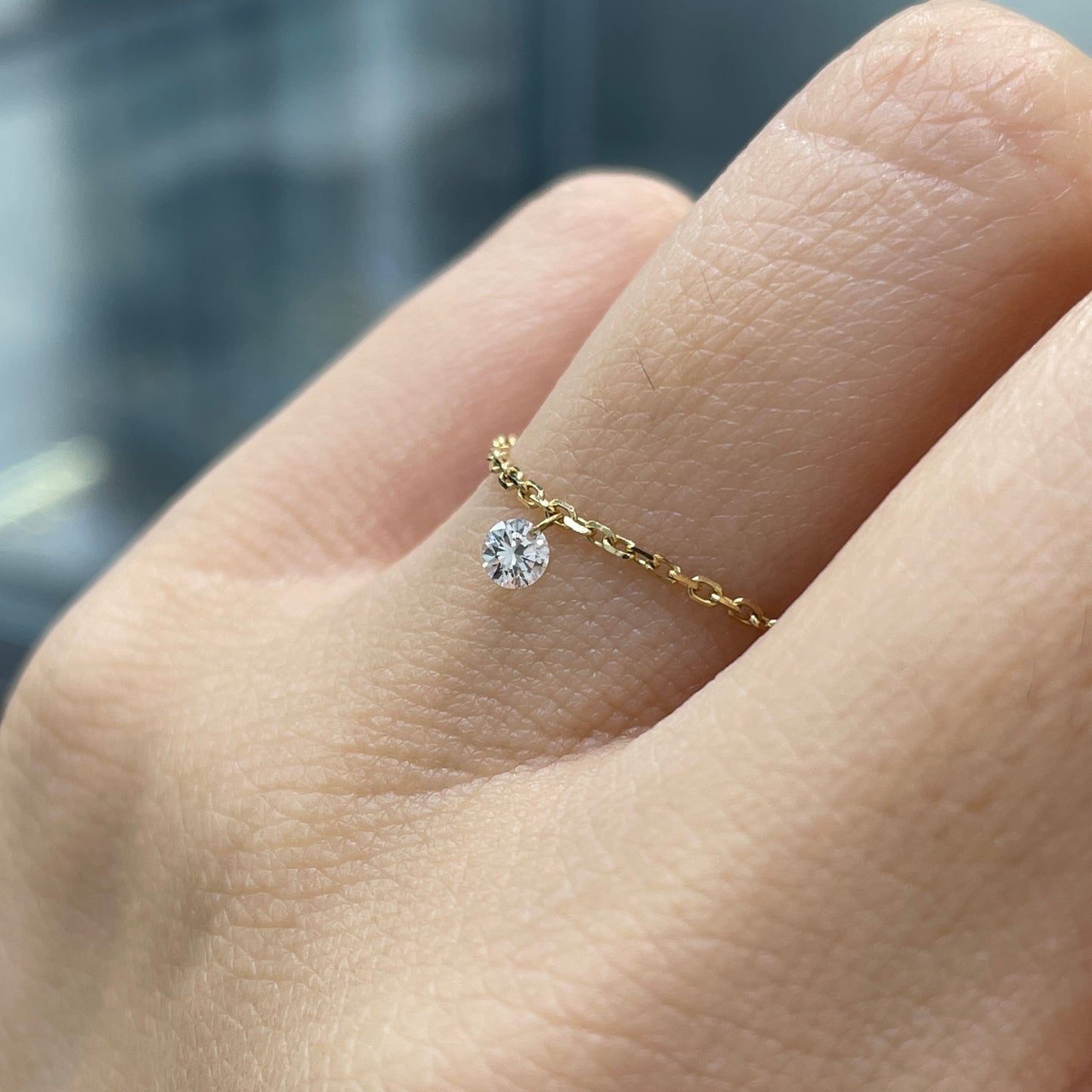 Lab diamond round 0.1ct floating chain ring