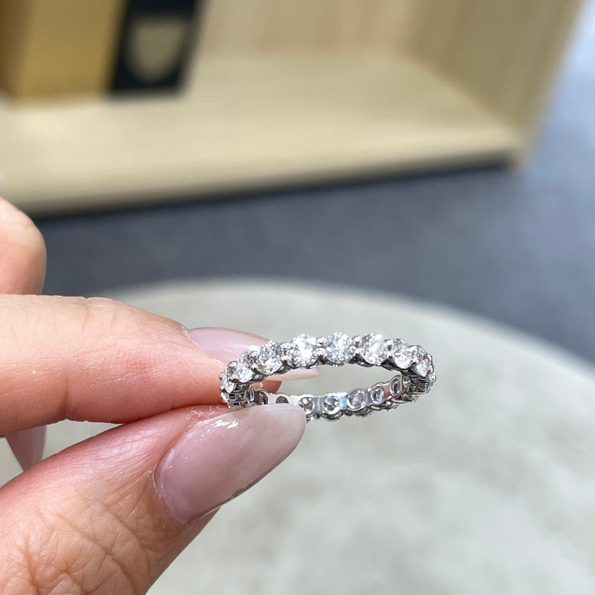 9k Lab diamond round 2.1ct full eternity ring