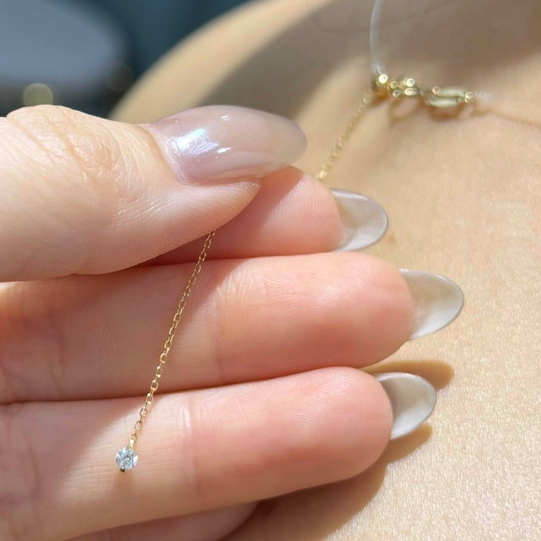 Lab diamond round 0.55ct invisible fish thread necklace
