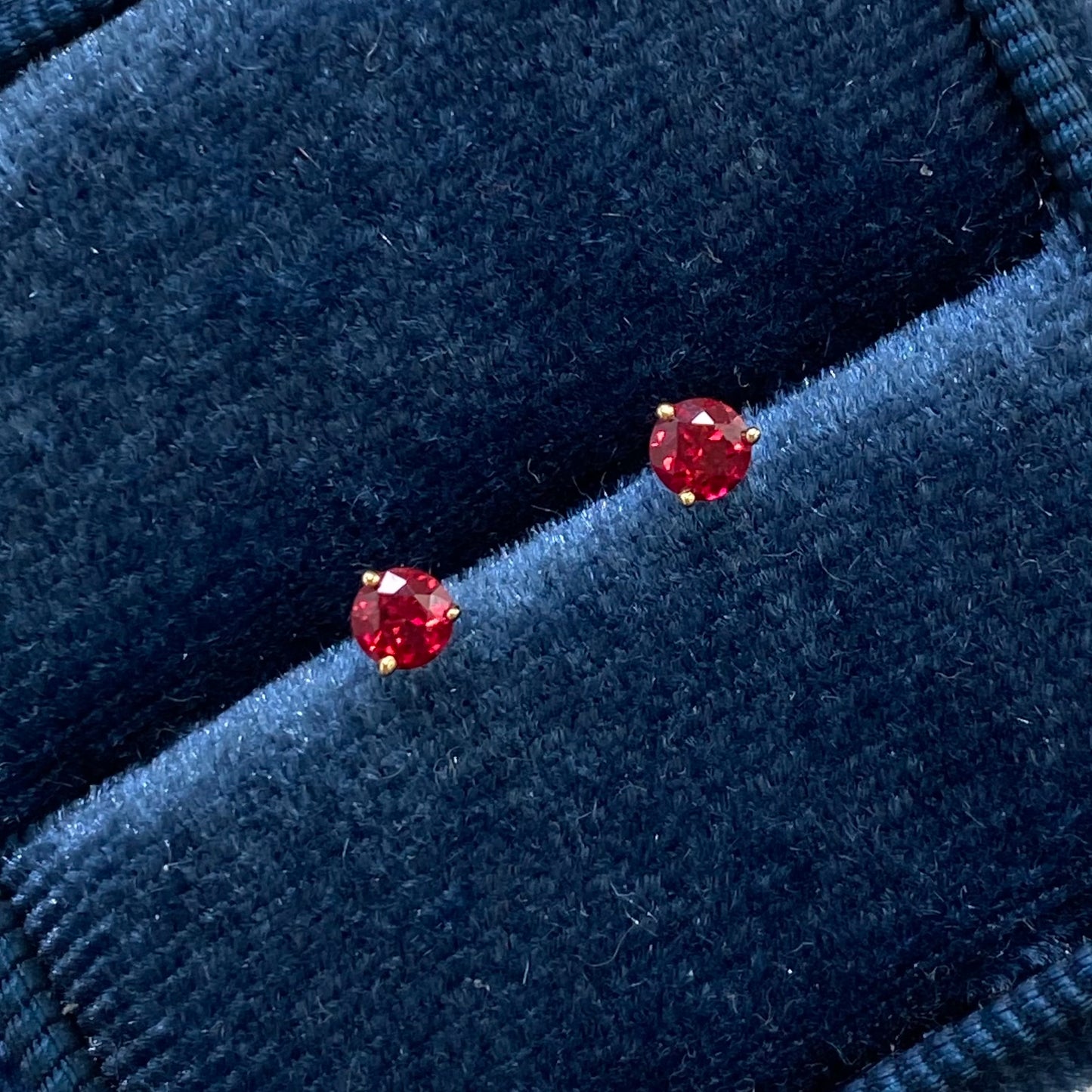 Lab grown ruby round 0.3ct stud earrings-pair