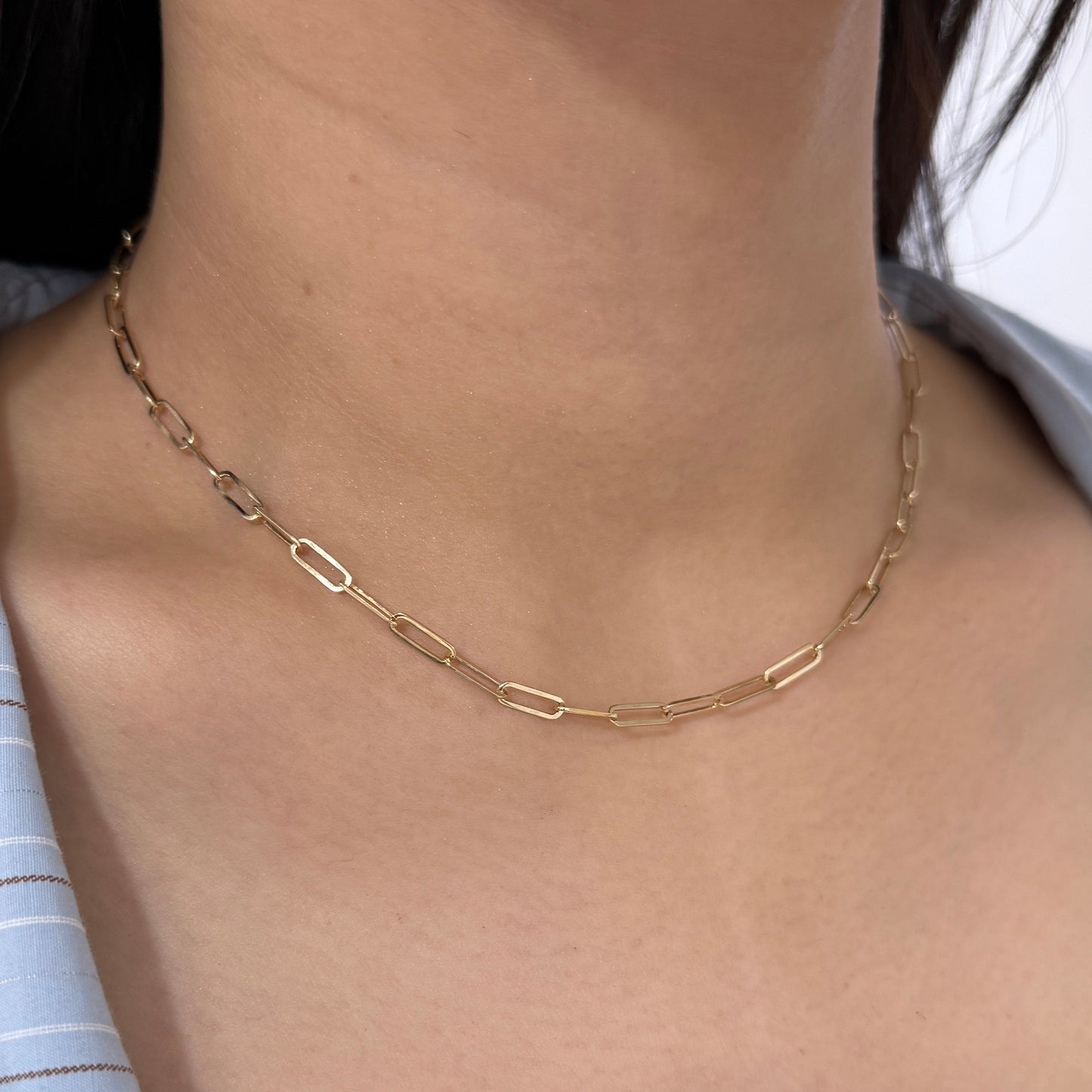 9k paper clip necklace