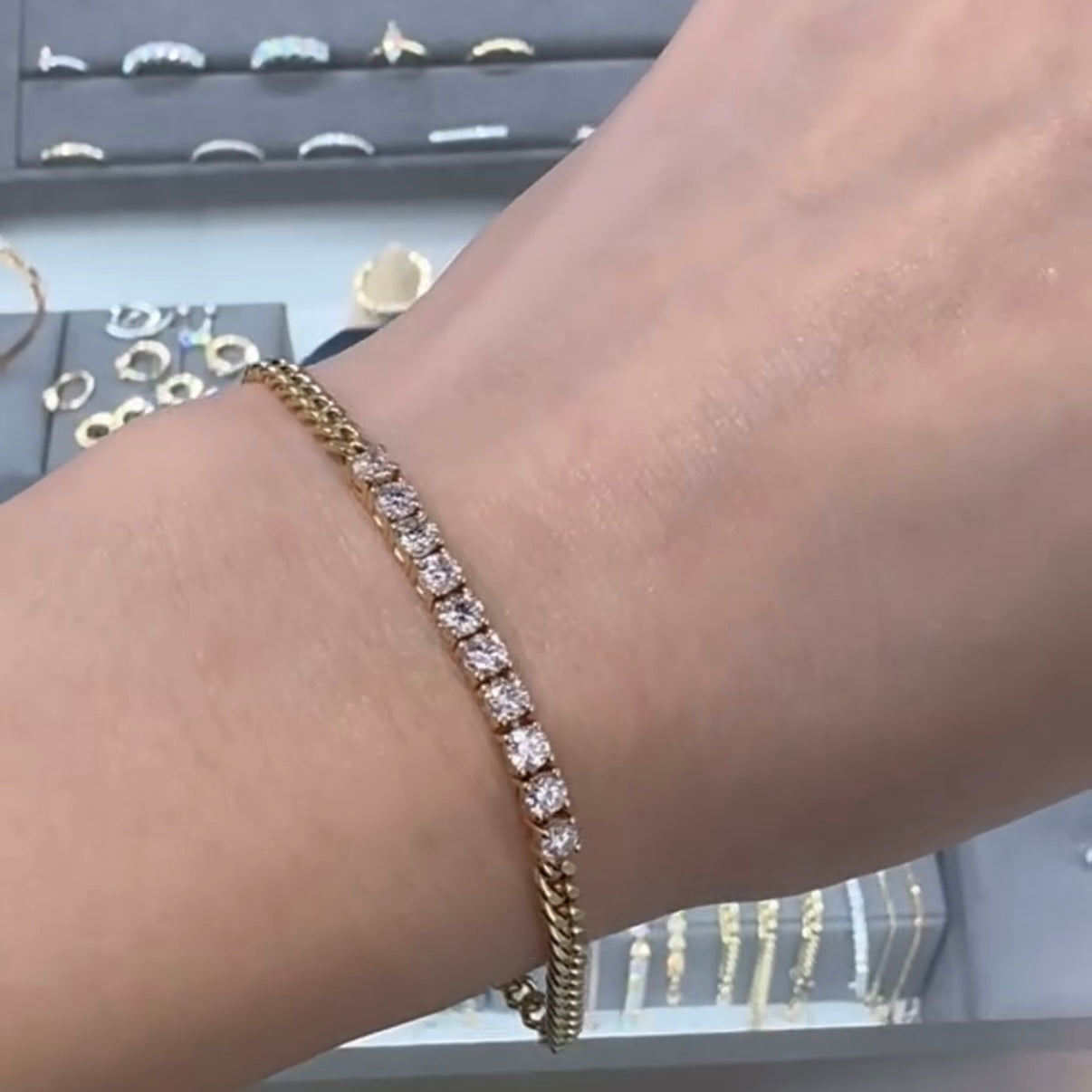Lab diamond Round 1ct half tennis with 3.1mm cuban bracelet