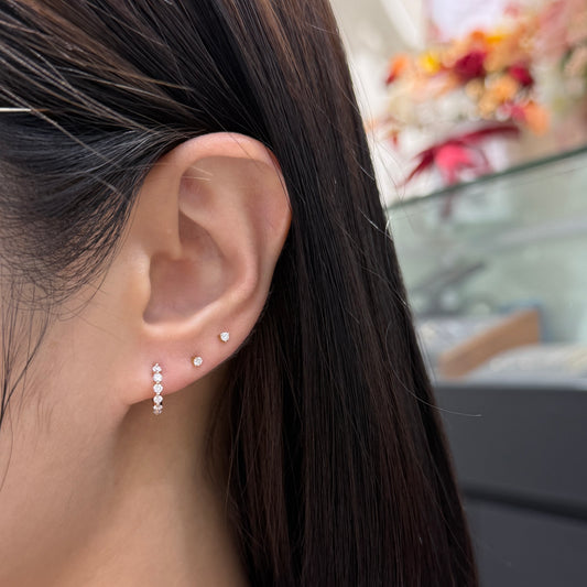 Lab diamond Round 0.18ct single prong 7mm hoop earring-each