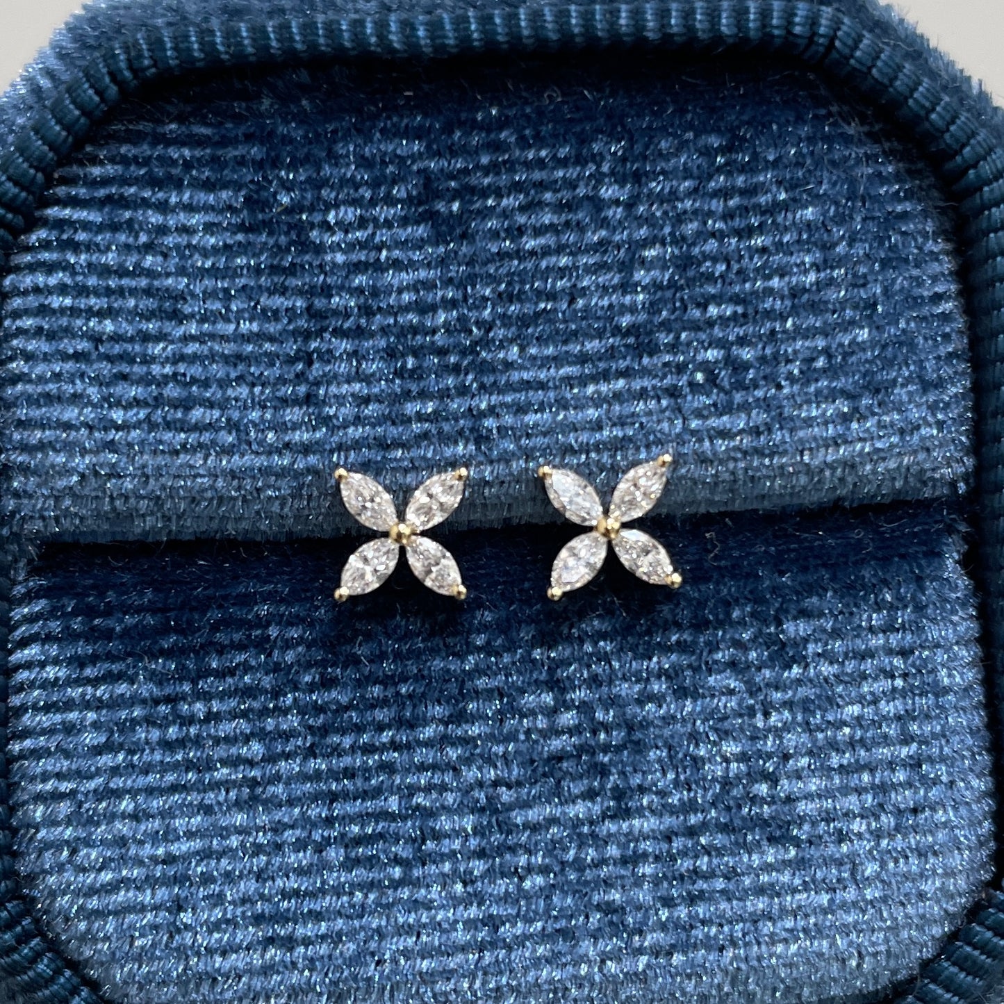 Lab diamond Marquise shape 0.24baby flower stud earrings -pair