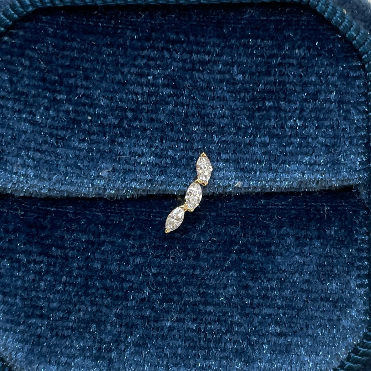 Lab diamond marquise 0.09ct trio stud earring-each