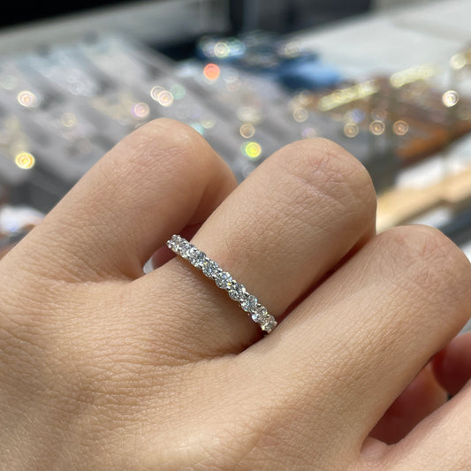 Lab diamond round 0.5ct half eternity ring