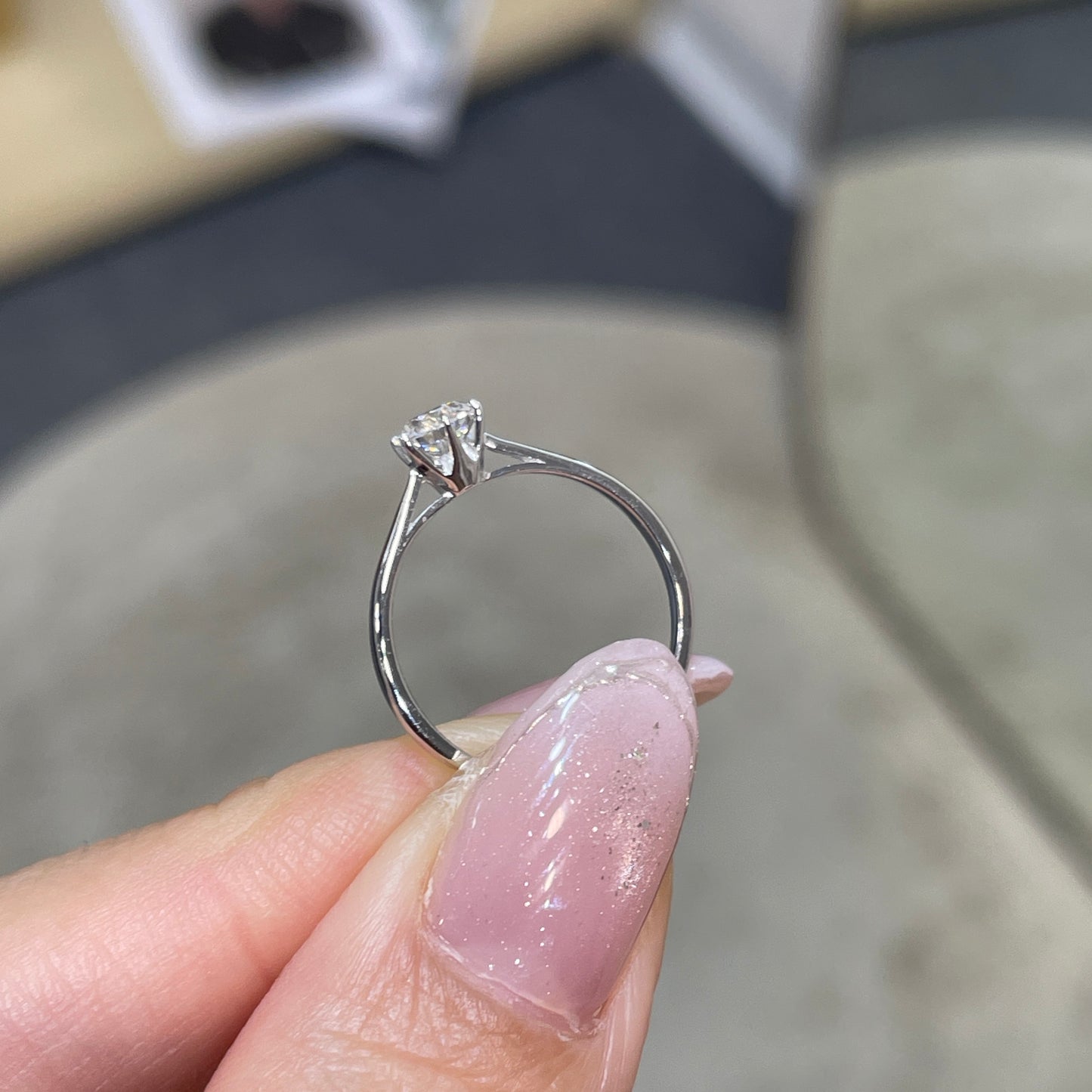 Lab diamond round 0.3ct six-prong solitaire ring