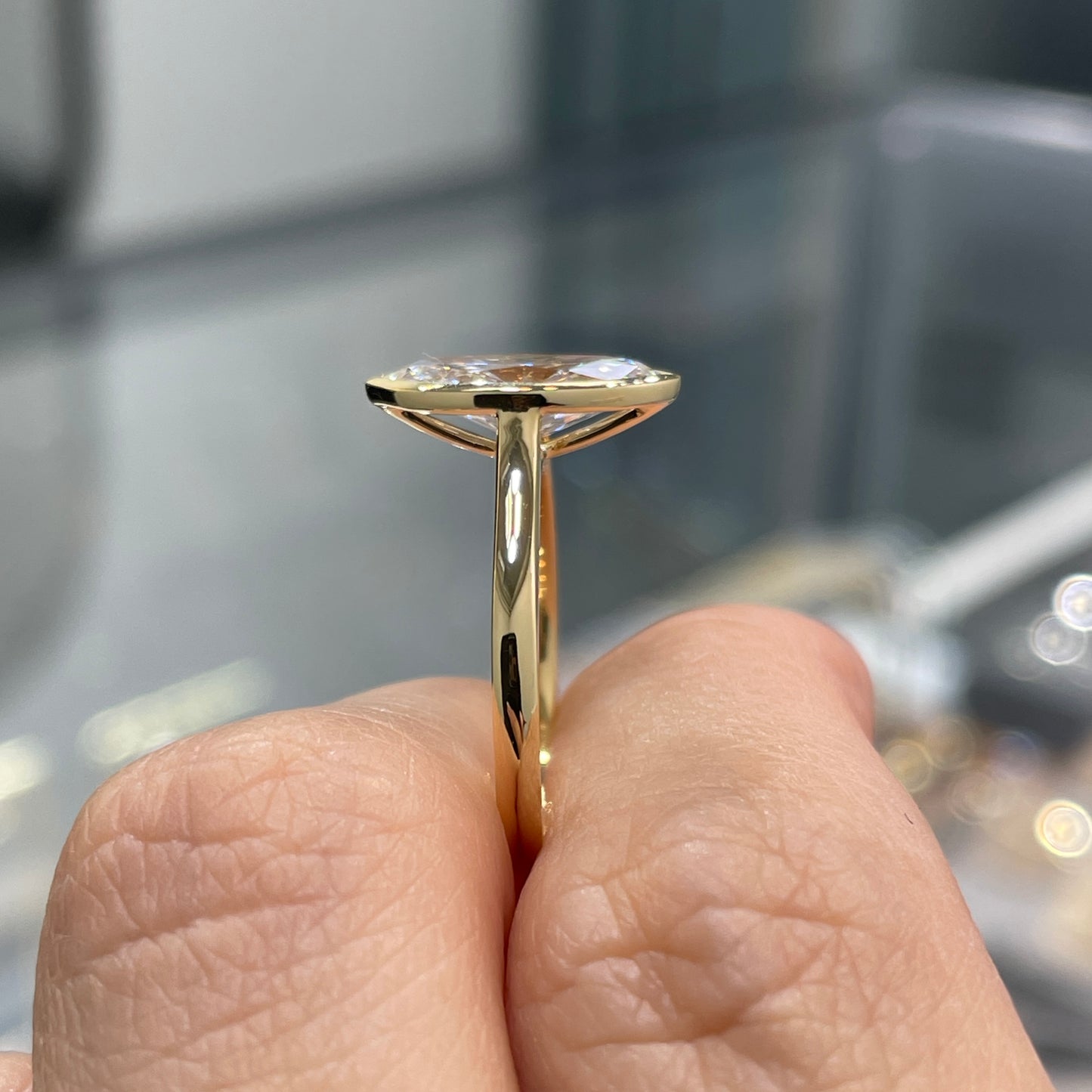 IGI Lab diamond Marquise shape 1.5ct bezel ring