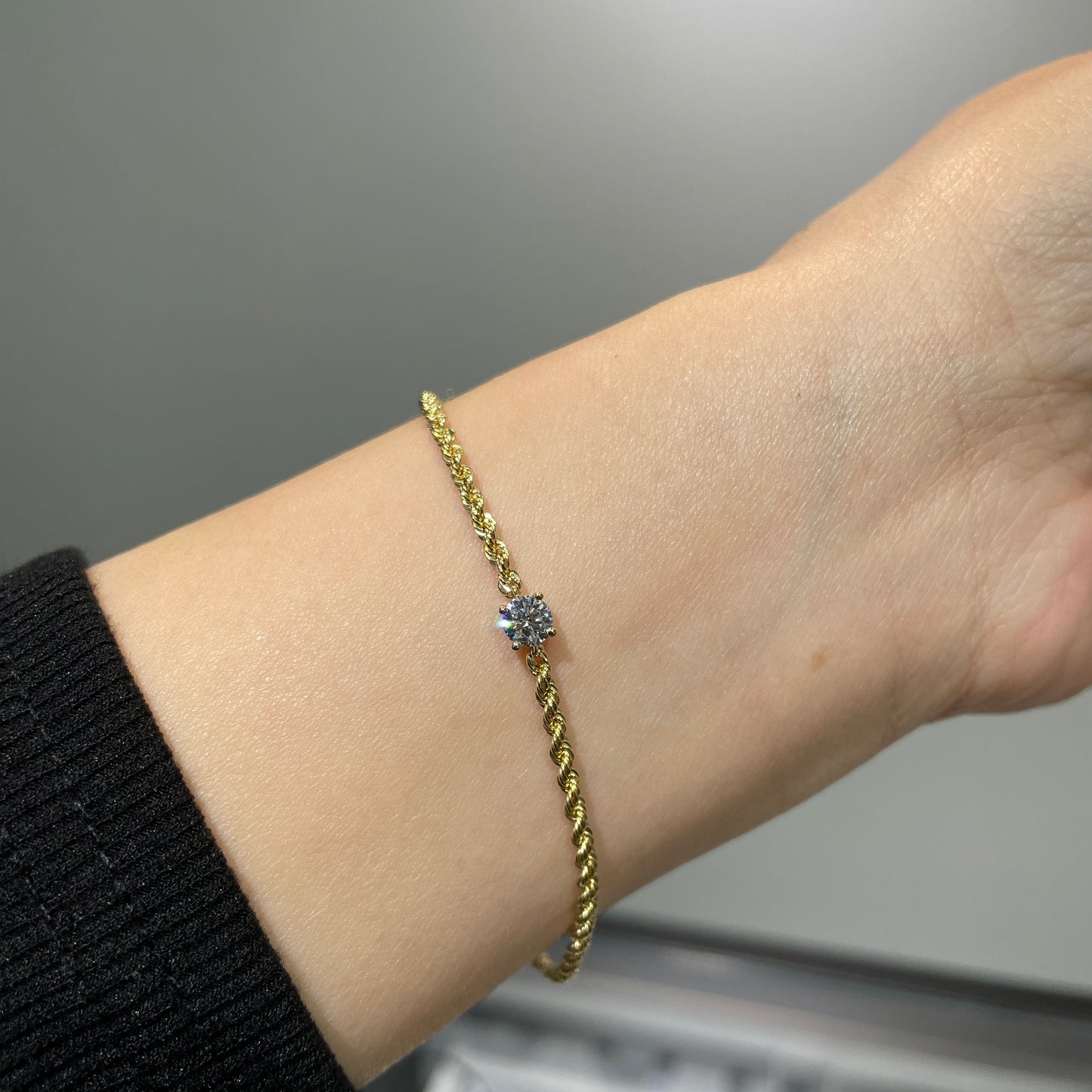 Lab diamond Round 0.35ct twist rope chain bracelet