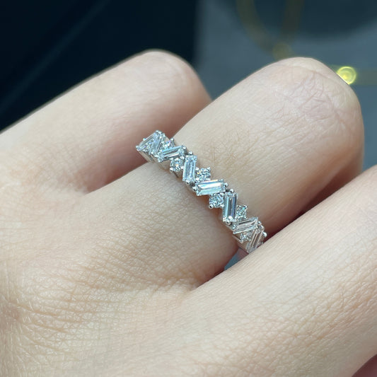 Lab diamond baguette round mix 0.6ct half eternity ring