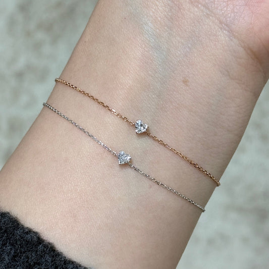 Lab diamond heart shape 0.15ct three-prong bracelet