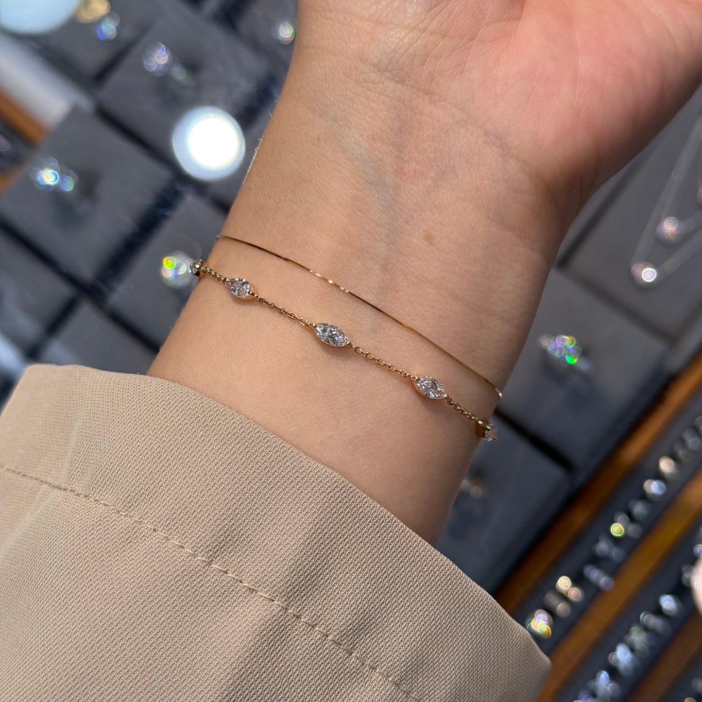 Lab diamond marquise shape 1ct five stone bracelet bracelet