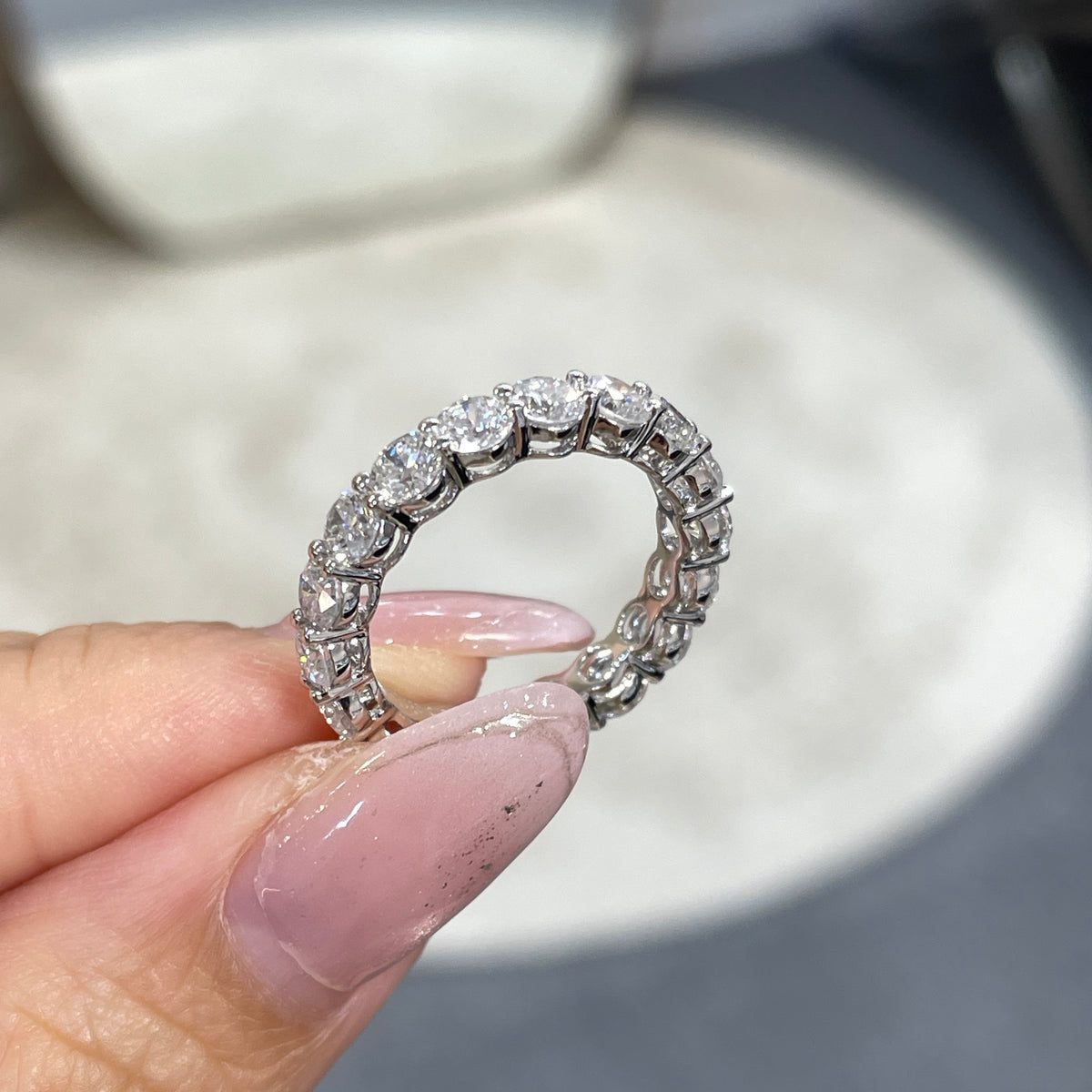9k Lab diamond round 3ct full eternity ring