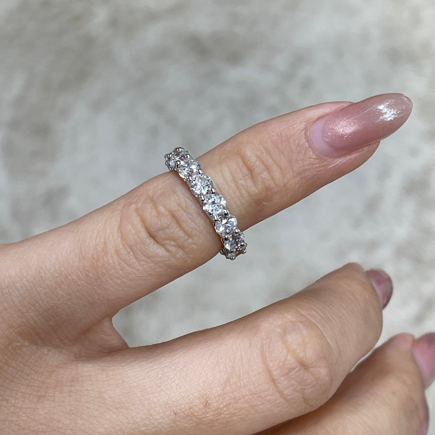 Lab diamond round 2.25ct U-prong full eternity pinky ring