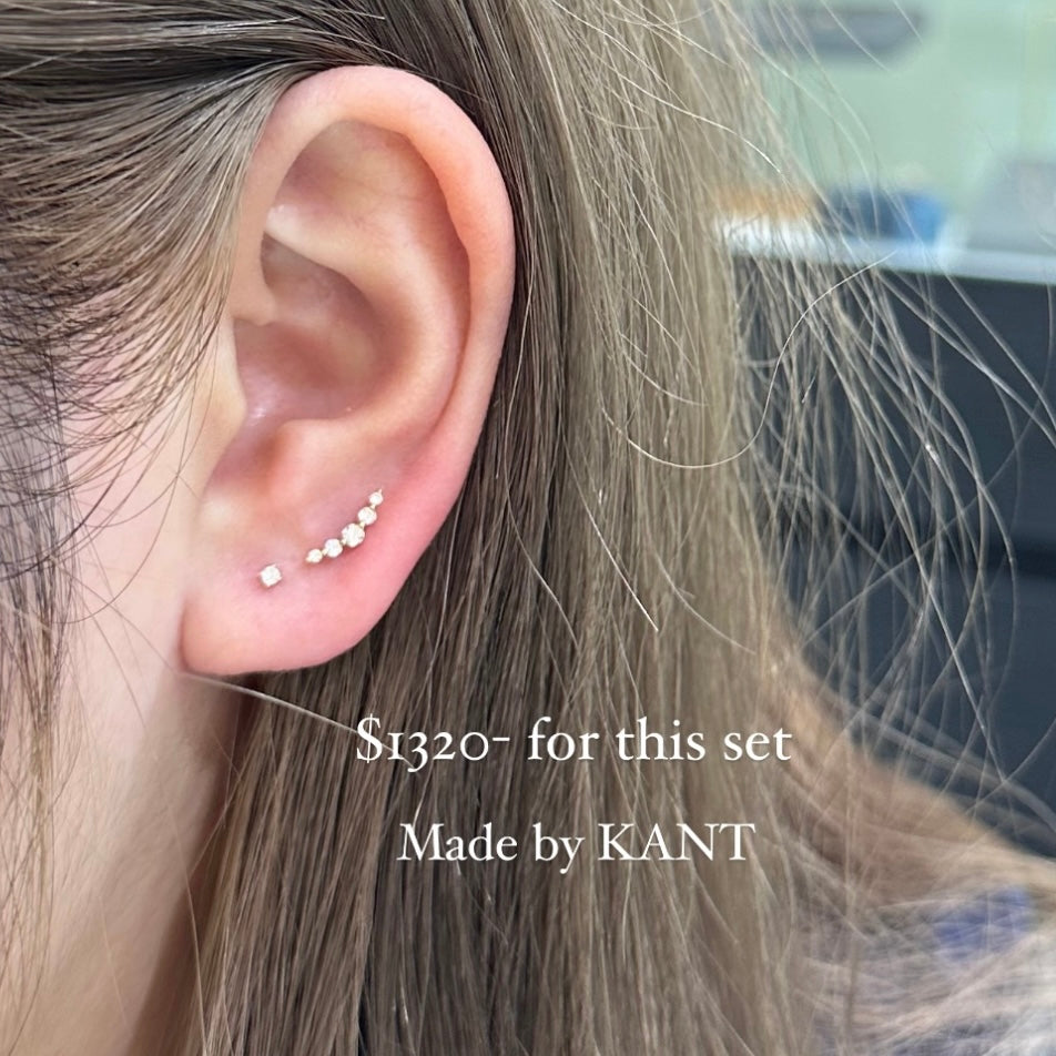 Lab diamond smile stud earring-each