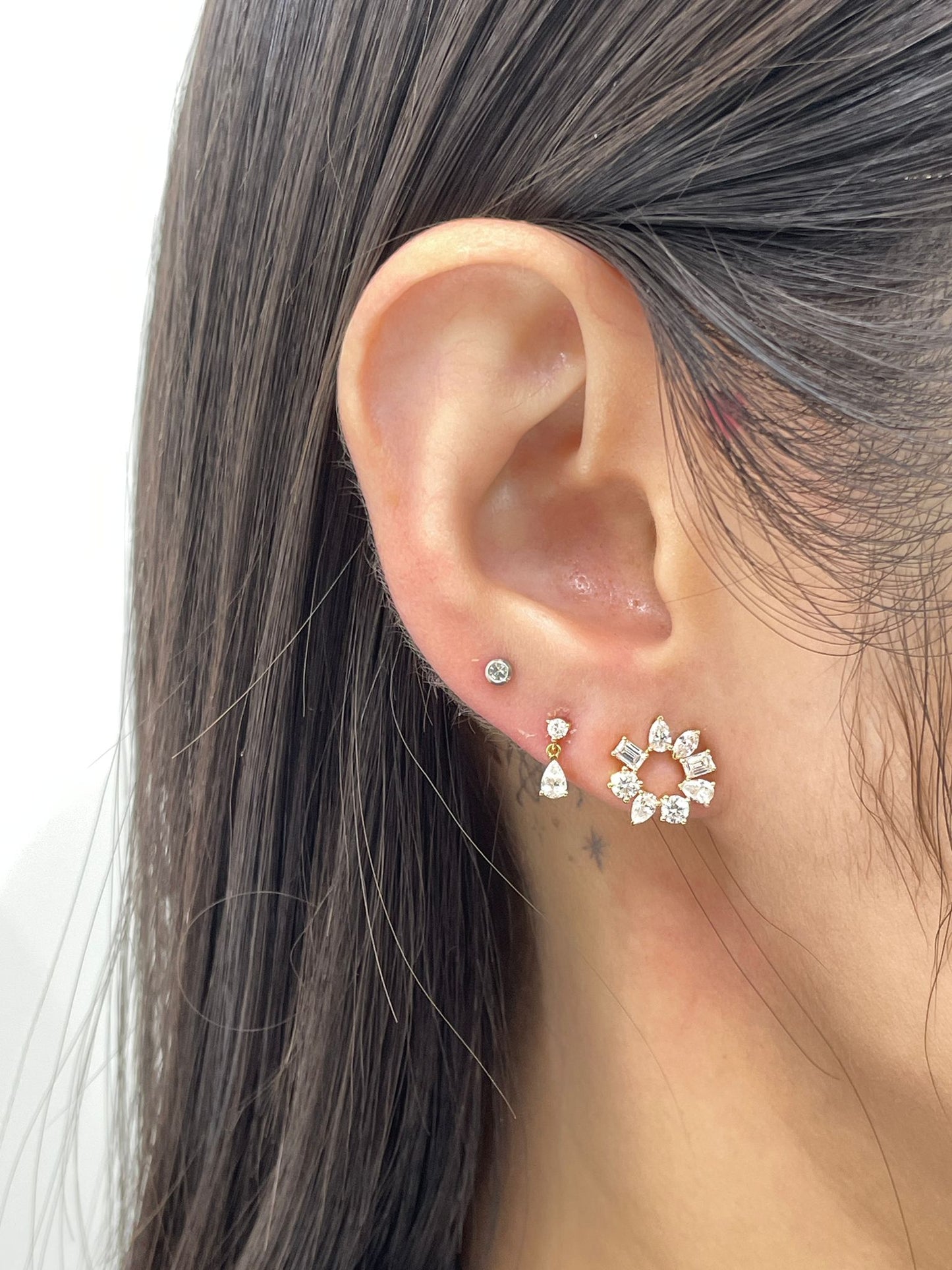 Lab diamond mix shape 1.2ct circle earrings-pair