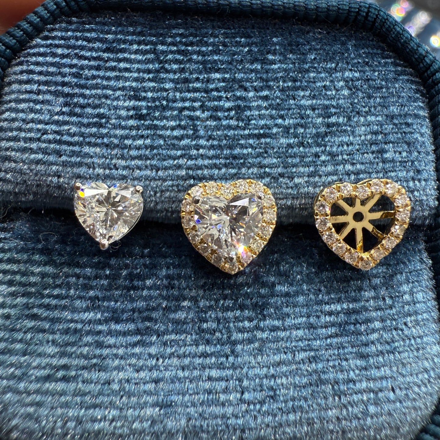 Lab diamond heart shape 1.18ct with removable halo jacket earrings-pair