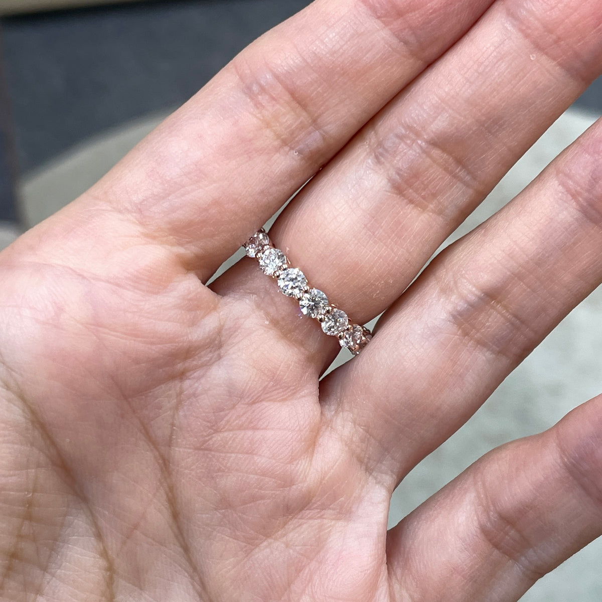 9k Lab diamond round 3ct full eternity ring