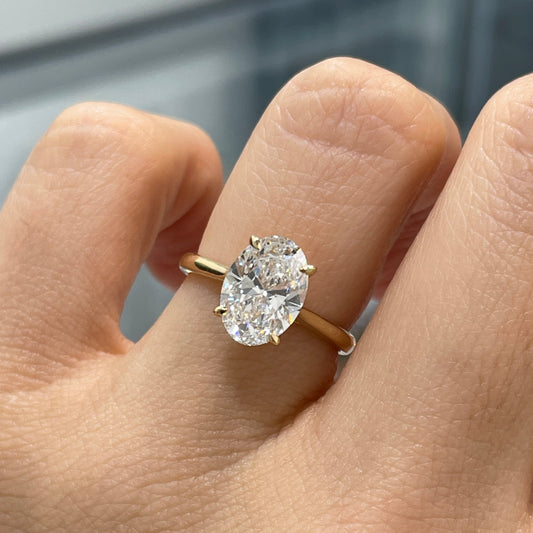 IGI Lab diamond Oval shape 2ct four-prong under halo ring