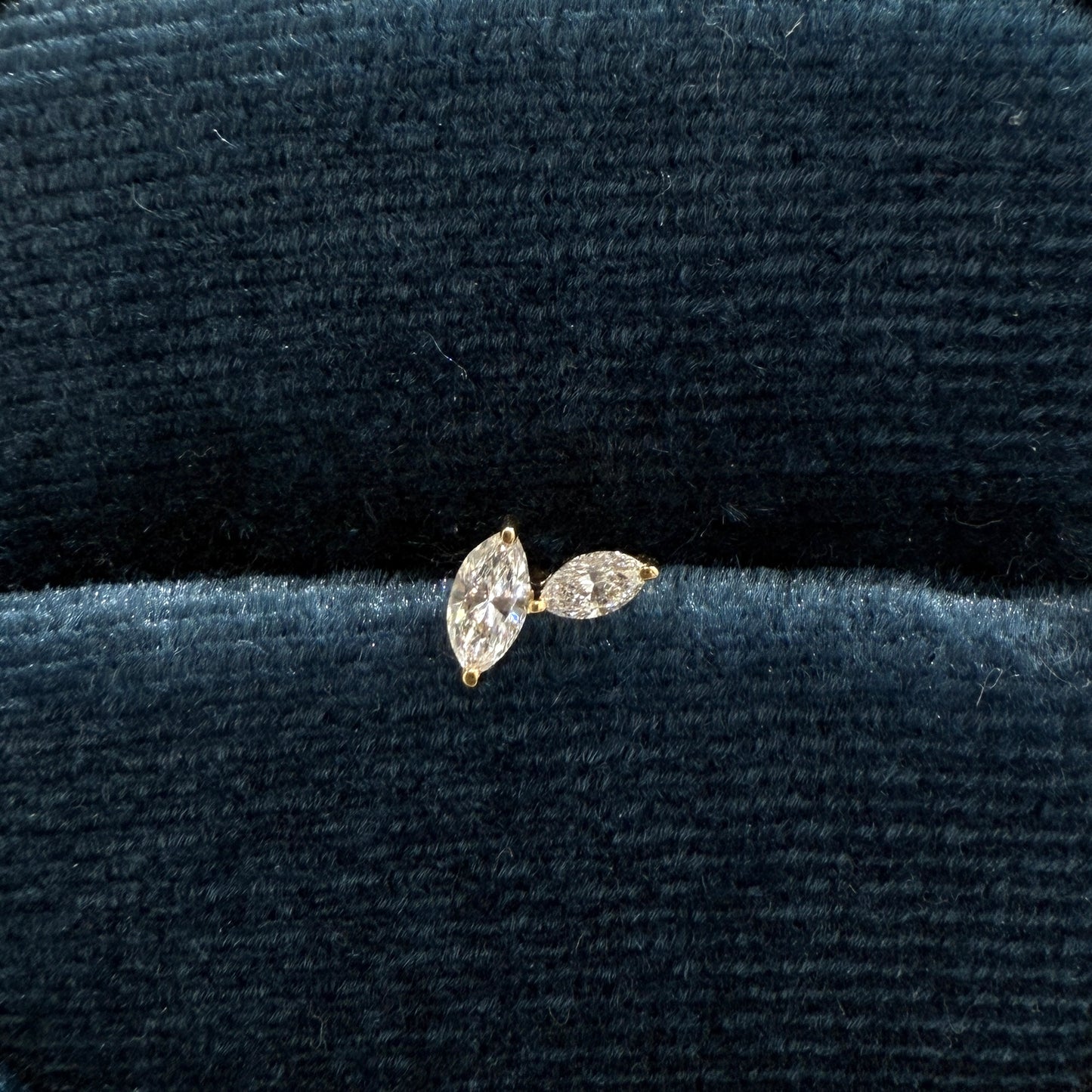 Lab diamond marquise 0.15ct fallen leaves stud earring-each