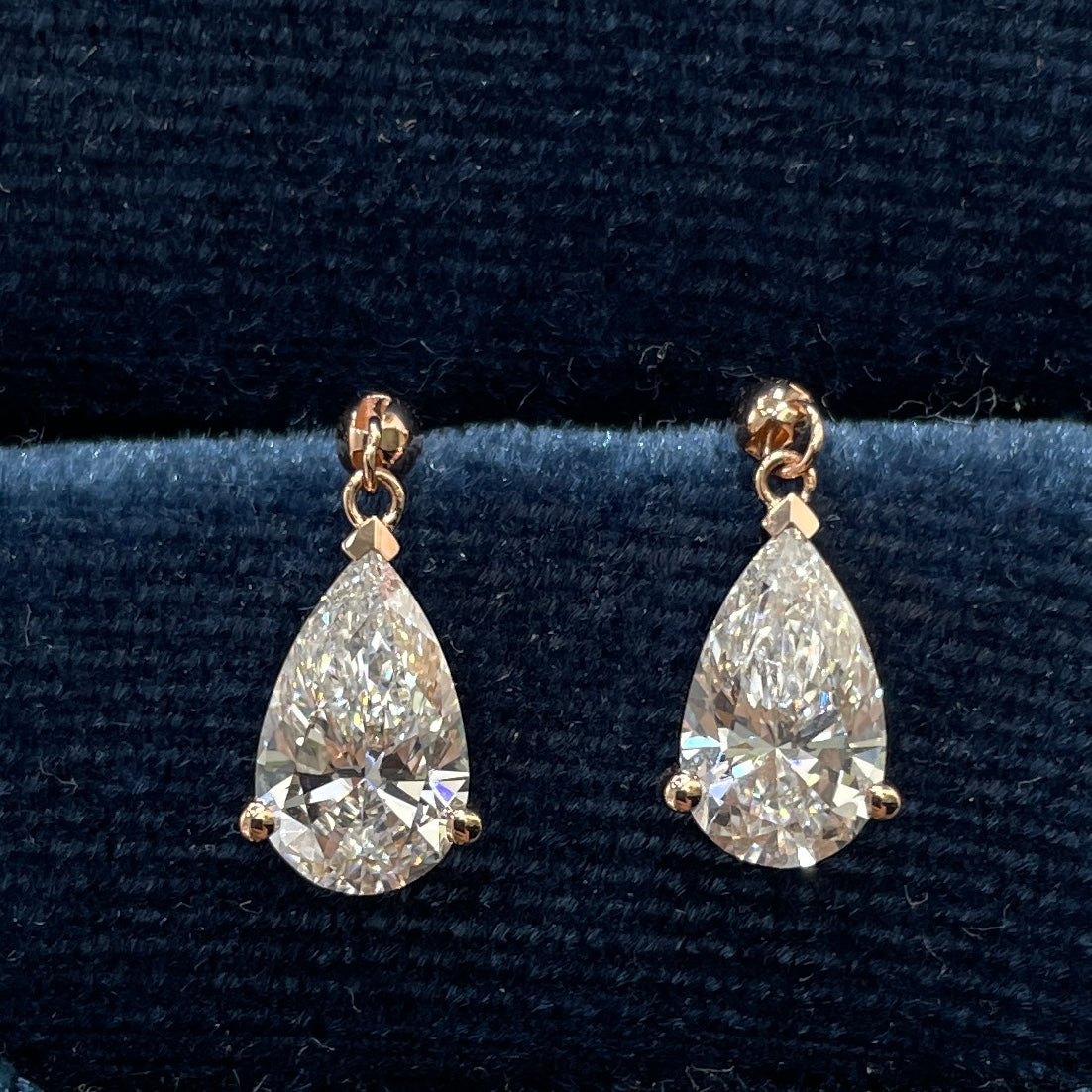 Lab diamond pear shape 2ct swing stud earring-pair