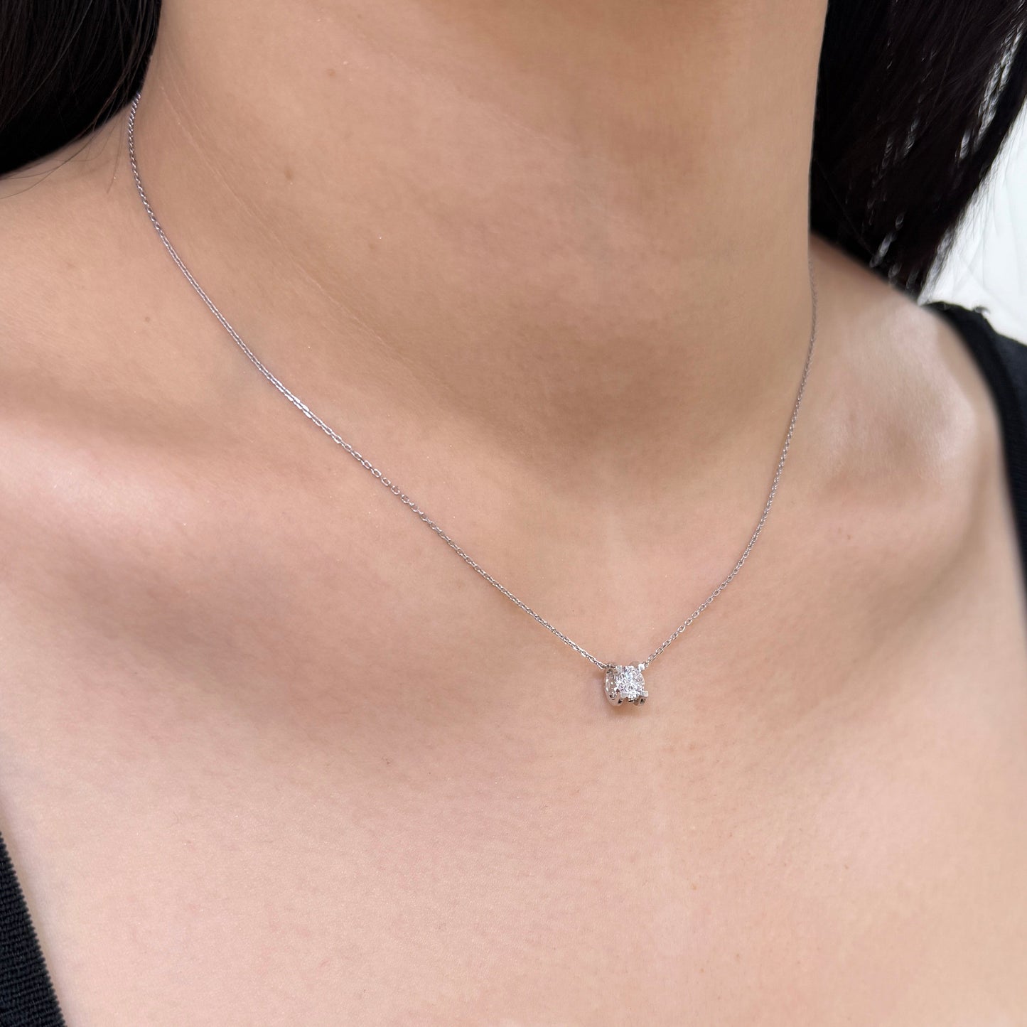 Lab diamond round 0.5ct classic C necklace