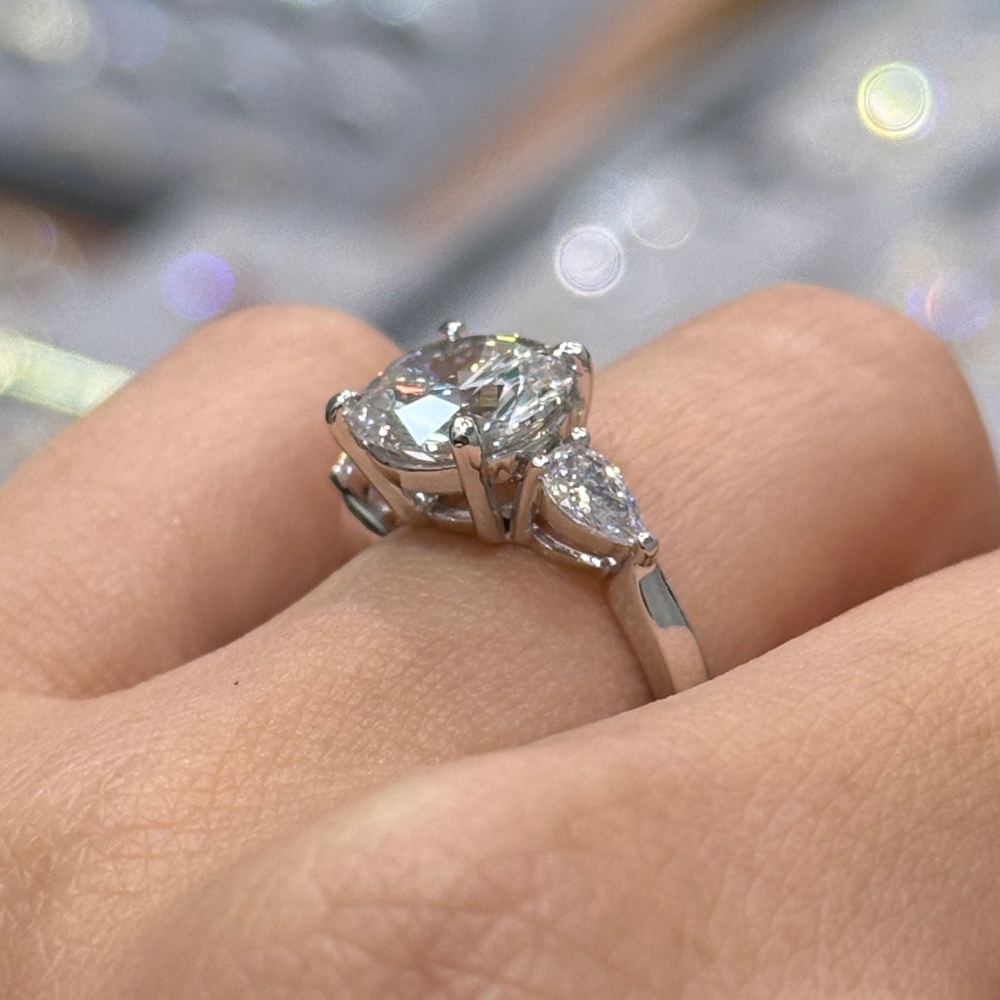 IGI lab diamond round 3.4ct three stone setting ring