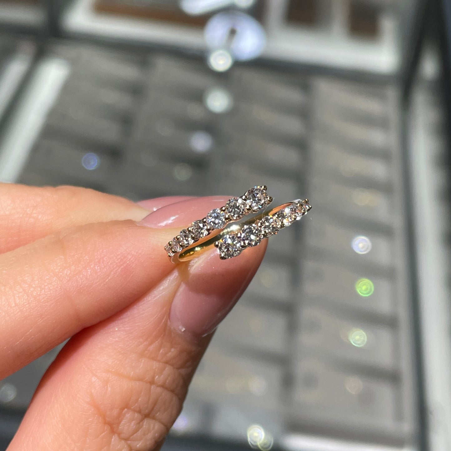 Lab diamond round 0.6ct half eternity z open ring