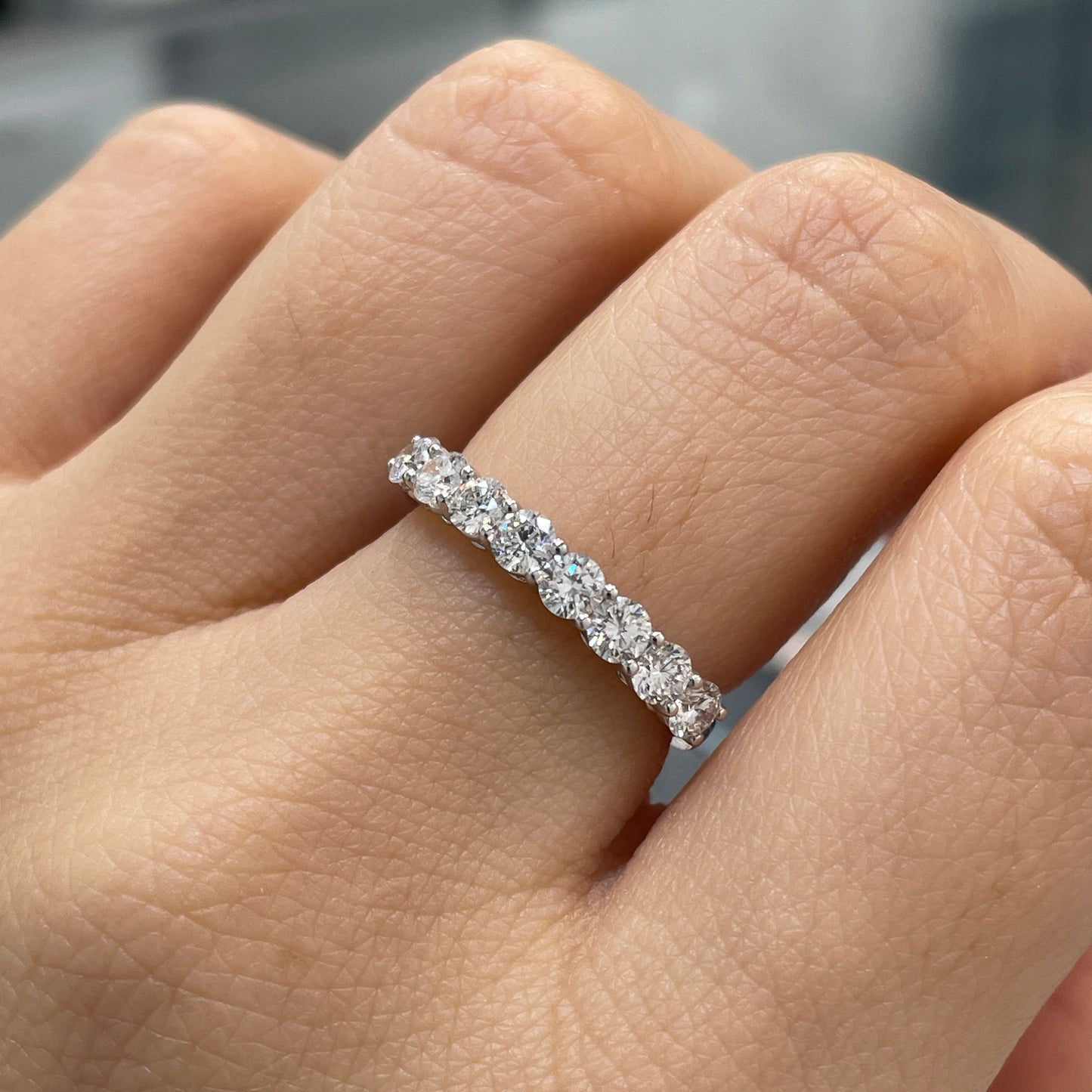 Lab diamond round 0.8ct half eternity ring