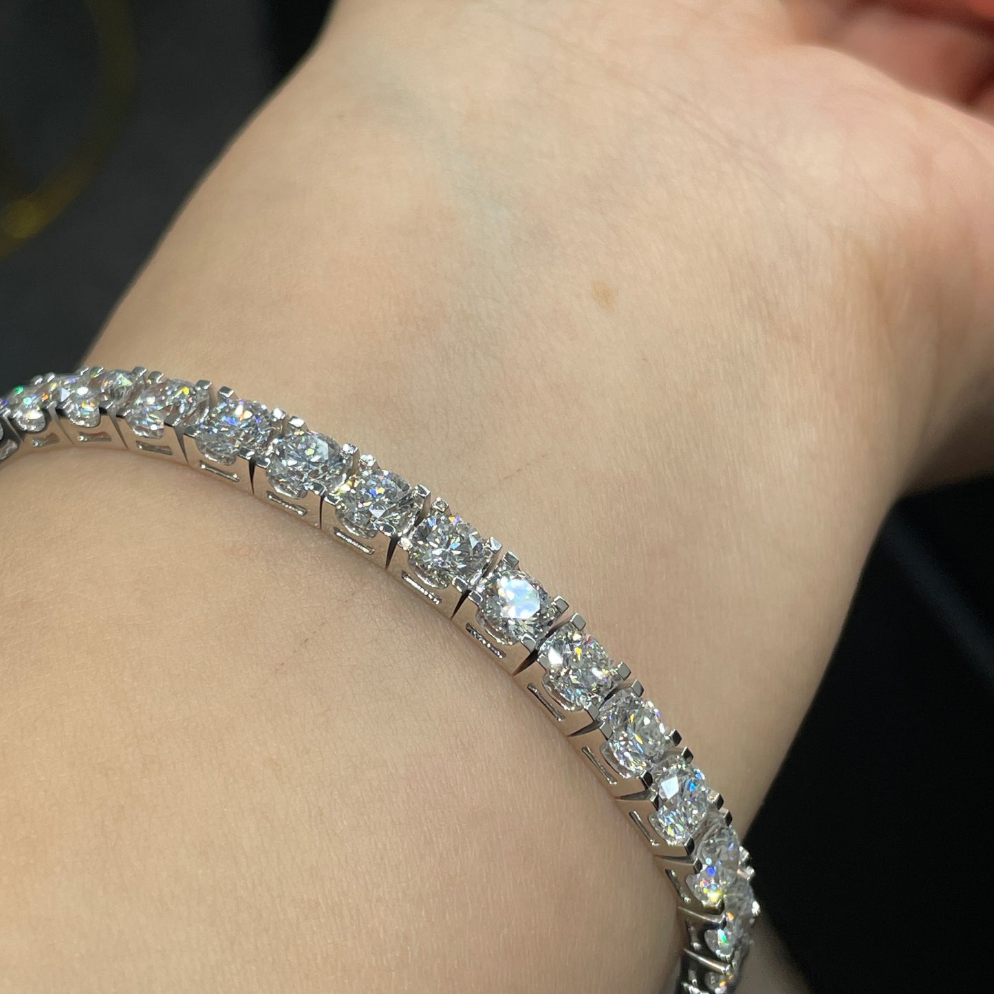 Lab diamond round 9.6ct four-prong tennis bracelet