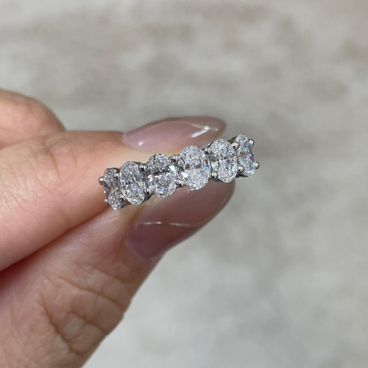 Lab diamond Oval shape 1.8ct half eternity ring
