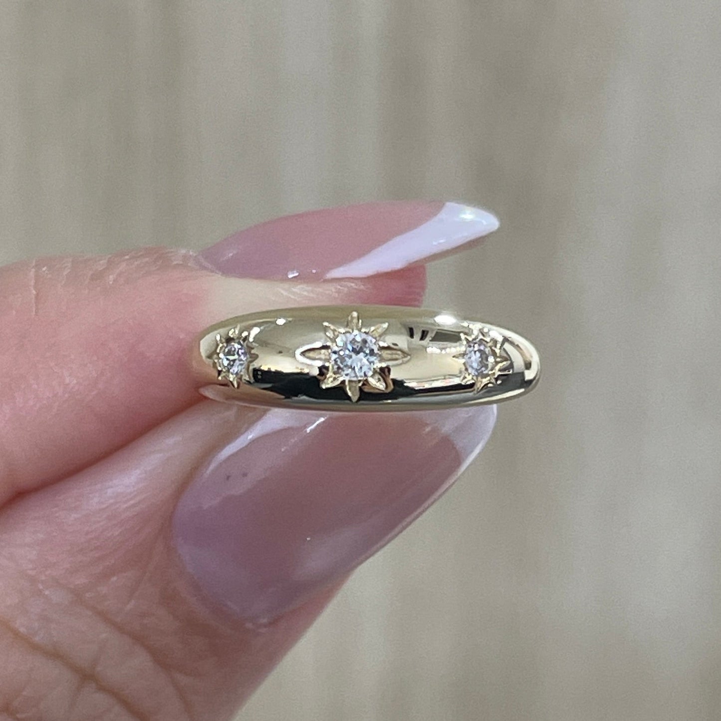 9K Lab diamonds round trio star dome pinky ring