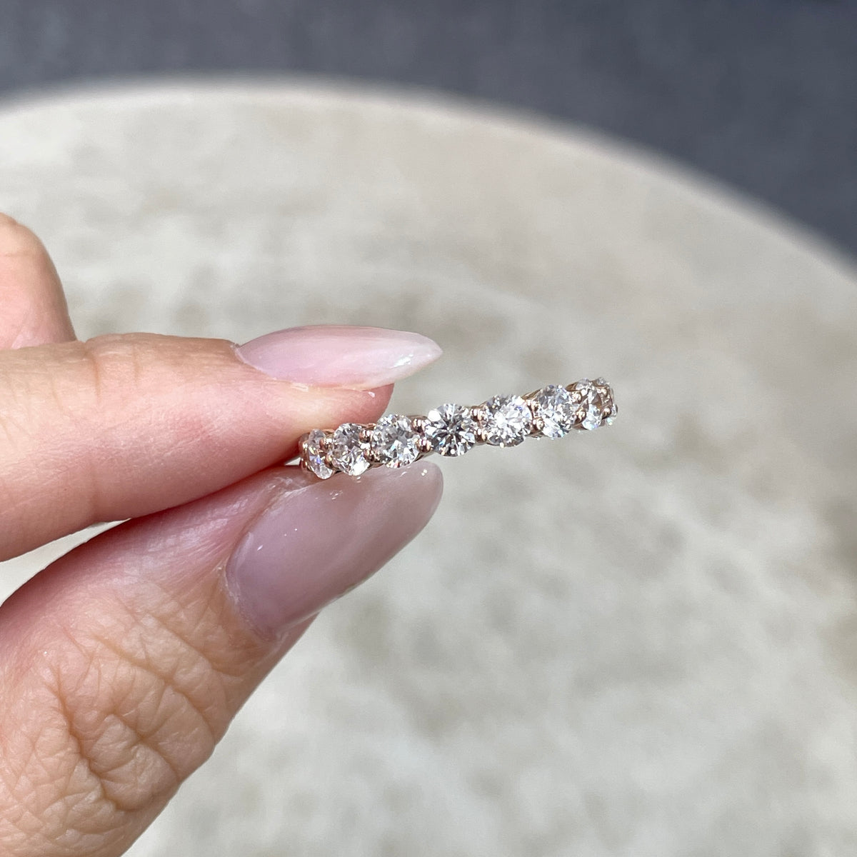 9k Lab diamond round 3ct full eternity ring
