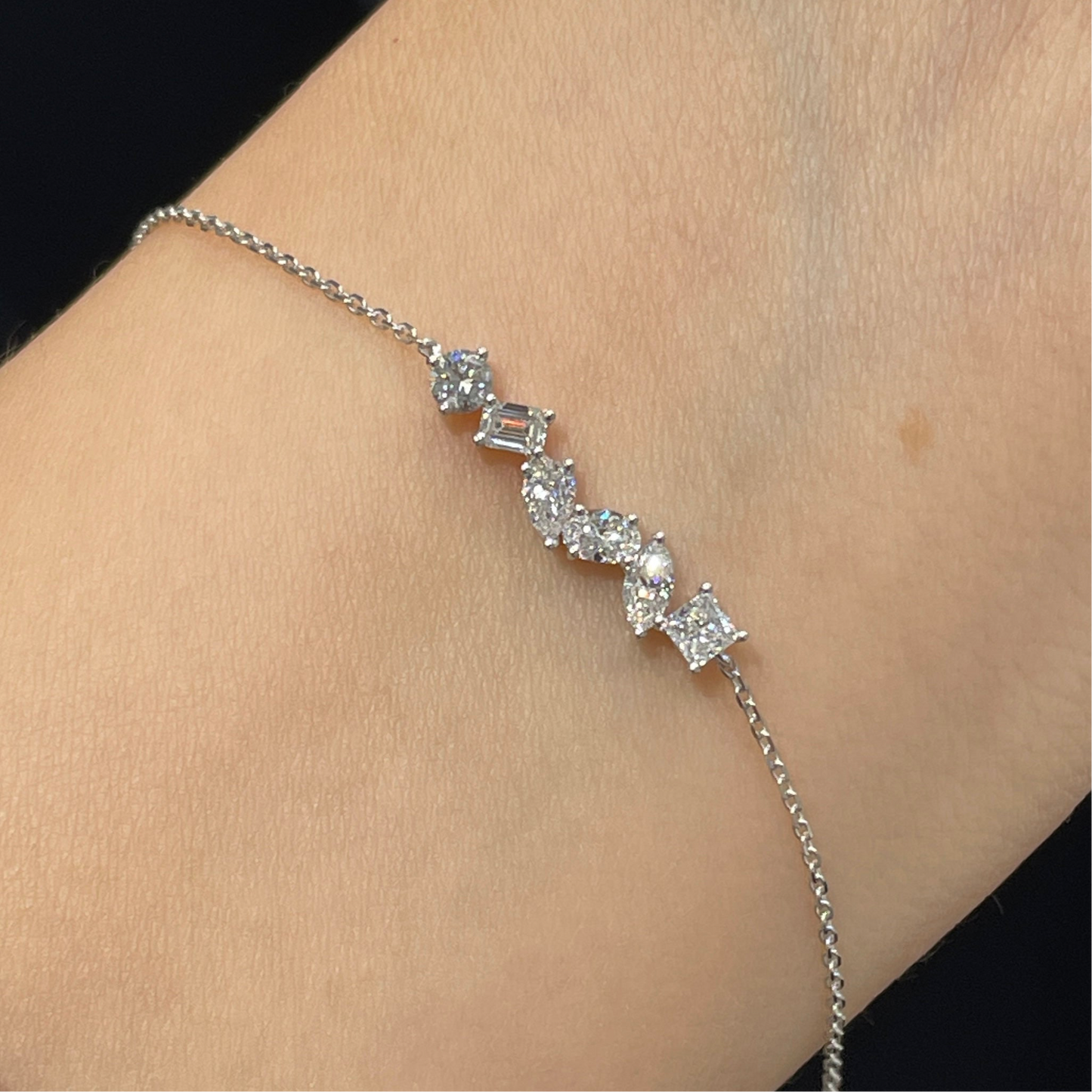 Lab diamond fancy mix 0.6ct irregular bar bracelet