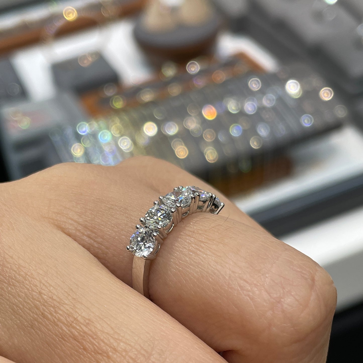 Lab Diamond round 1.5ct half eternity ring