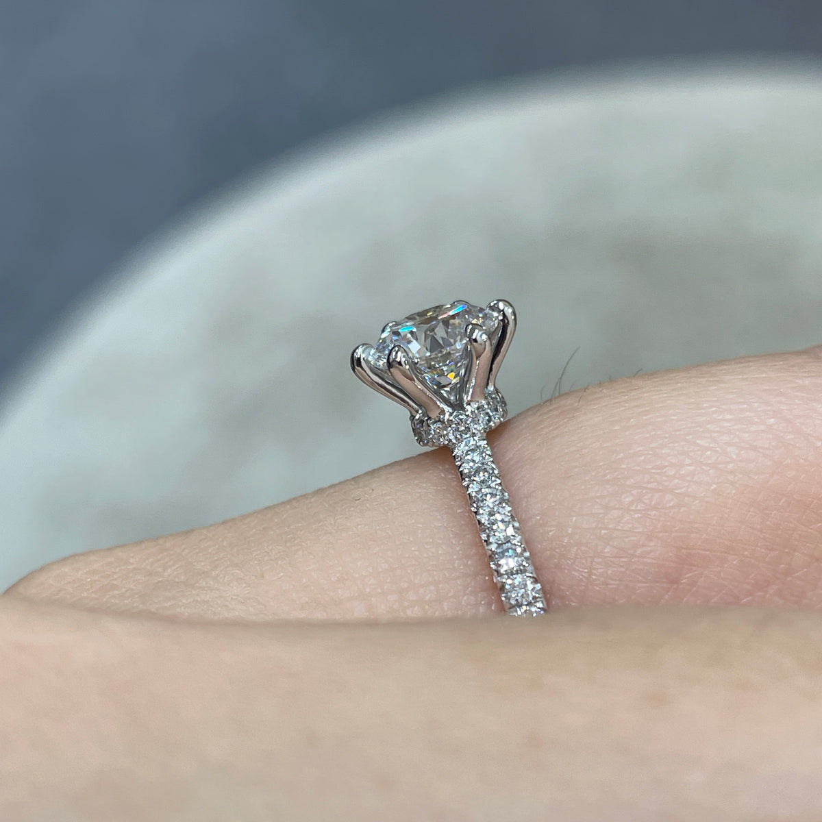 IGI lab dimaind Round 1.2ct four-prong underhalo pave ring