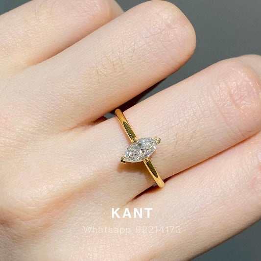 Lab diamond Marquise shape 0.6cr four-prong compass ring