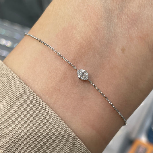 Lab diamond Oval shape 0.2ct compass four-prong bracelet