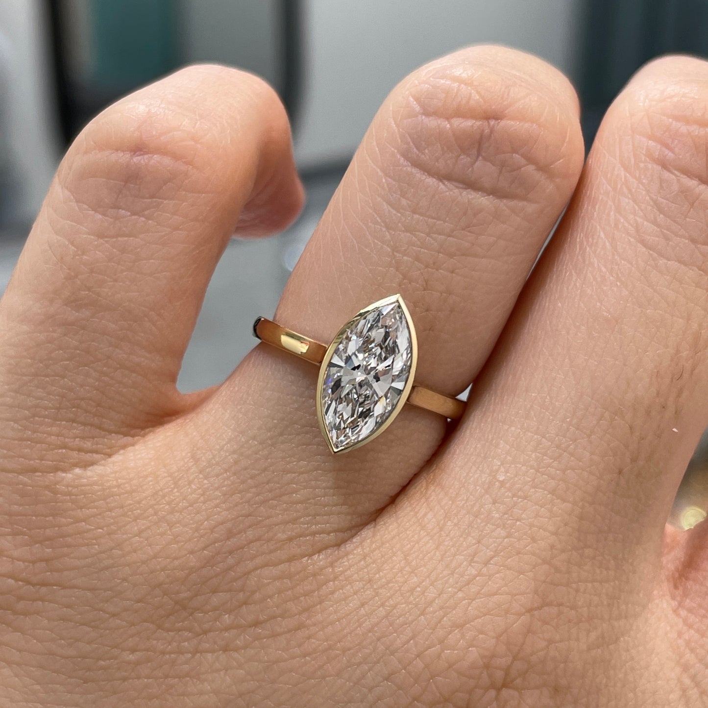 IGI Lab diamond Marquise shape 1.5ct bezel ring