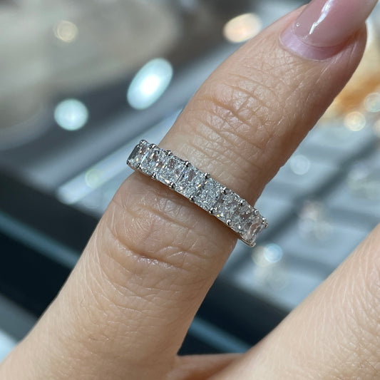 Lab diamond Radiant cut 0.9ct half eternity straight vertical line band pinky ring