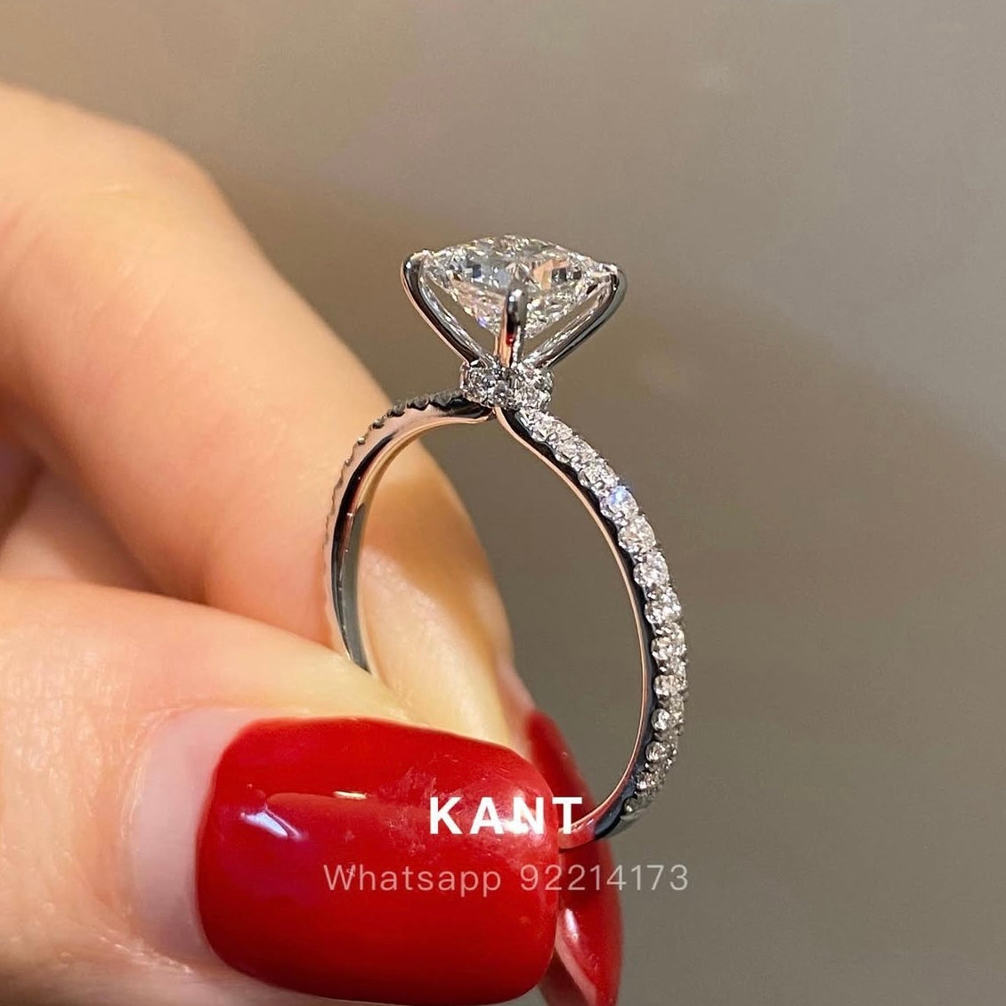 IGI Lab diamond Princess cut 1ct underhalo pave ring